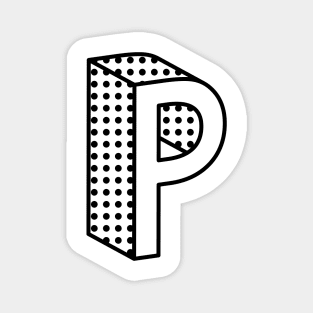 3D Ben Day Dot Isometric Letter P Magnet