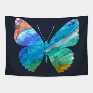 Blue green watercolor butterfly Tapestry