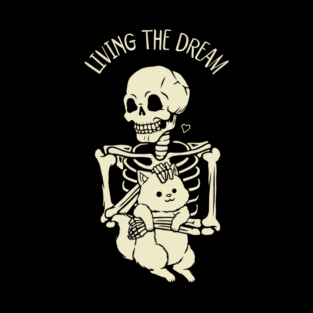Living The Dream Skeleton Cat by Tobe Fonseca by Tobe_Fonseca