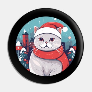 British Shorthair Cat Xmas, Love Cats Pin