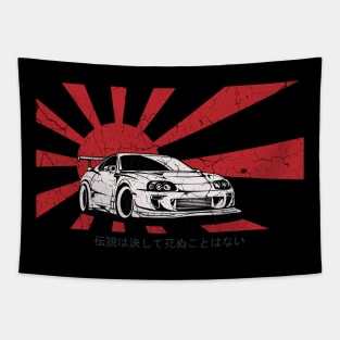 Supra 2JZ Turbo JDM Tuning Car Rising Sun "Legends never die" Tapestry