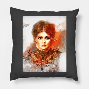 Mr. Ash's Studio enigmatic beautiful woman with scarlet hawkmoths deathshead moths Pillow