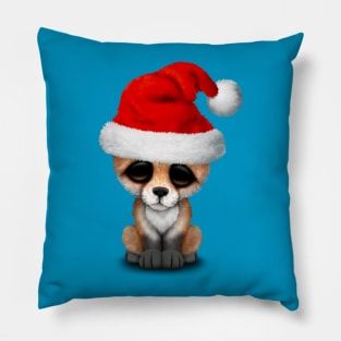 Baby Fox Wearing a Santa Hat Pillow