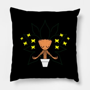 Superhero Cute Adorable Alien Doing Yoga Meditation Pillow