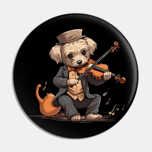 Dog playing violin Pin