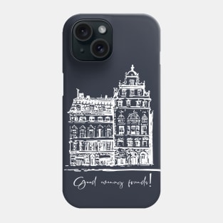 Good evening friends! White outline drawing on a dark background. Phone Case