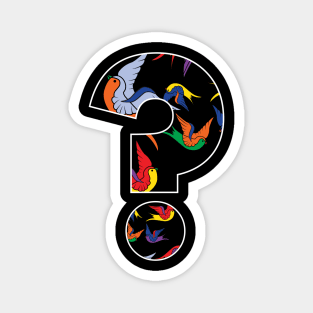 Large retro style question mark with swallow birds Magnet