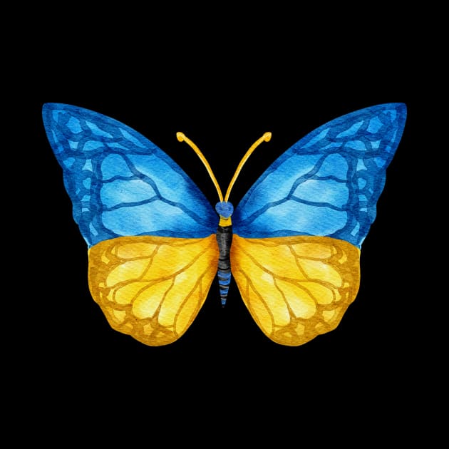 Beautiful Blue Yellow Watercolor Butterfly Hope Peace by CrankyTees