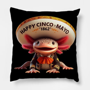 Cinco de Mayo Funny Cute Mexican Mariachi Axolotl 1862 Pillow