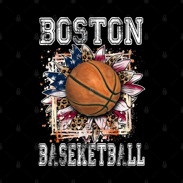 American Flag Personalized Boston Proud Name Basketball by Irwin Bradtke