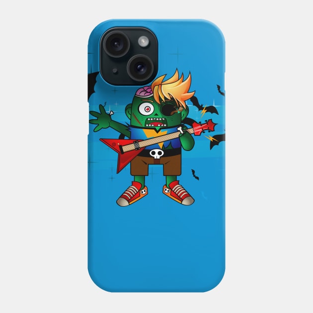 Rock and Roll Zombie Blue Design Phone Case by Punk Zoo