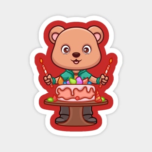 Birthday Bear Cute Cartoon Magnet