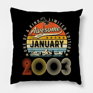 Awesome Since January 2003 Vintage 20th Birthday Pillow