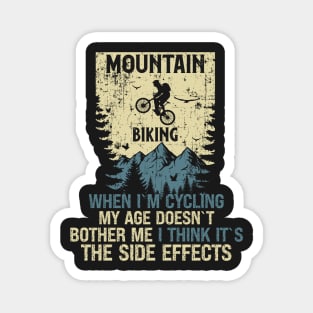 Mountain biking through the woods distressed look vintage funny quote MTB Magnet