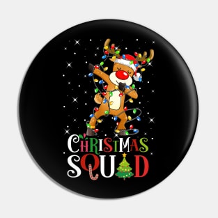 Christmas Squad Funny Xmas Dabbing Reindeer Christmas Lights Pin