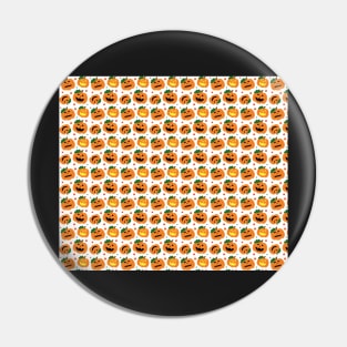 Jack O' Lantern Pumpkins and Leaves Halloween Pattern Pin