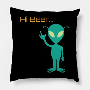 Alien Beer Funny Pillow