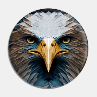 Triangle Eagle - Abstract polygon animal face staring Pin