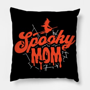 Cute Halloween Spooky Mom Orange and Black Halloween Witch Mom Pillow