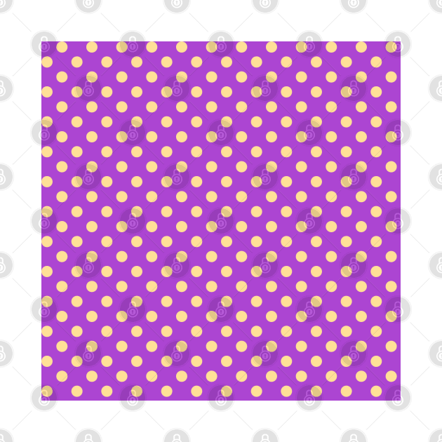 Yellow Polka Dots Pattern on Purple Background by DesignWood Atelier