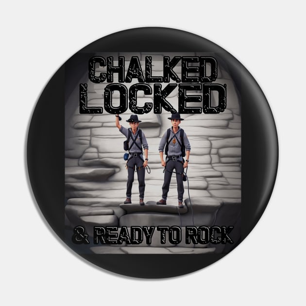 Vintage Locked Chalked and Ready to Rock Climbing Pin by masterpiecesai