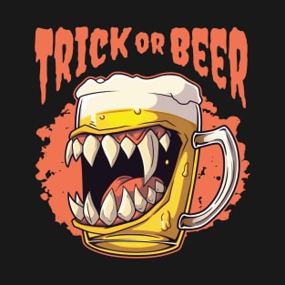 Trick Or Beer Funny Halloween Design T-Shirt