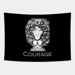 Heart of a Lion - Courage - White Outlined Version Tapestry