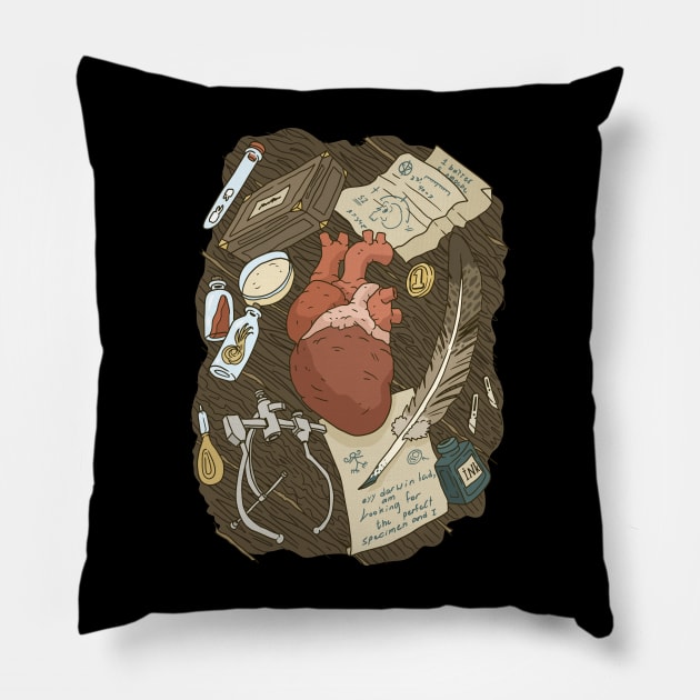 perfect specimen, vintage science tools & heart. Pillow by JJadx