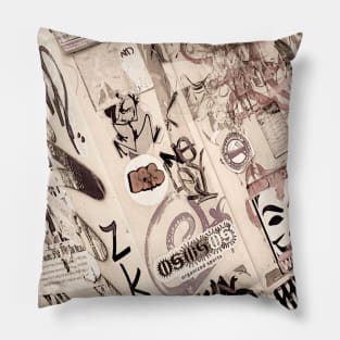 Sticker Art NYC Street Graffiti Urban Tags Pillow