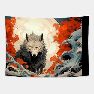 Wolf 1: Once a Wolf, Always a Wolf on a Dark Background Tapestry