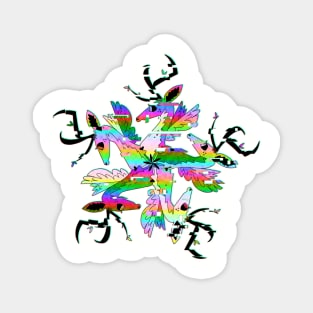 Rainbow Glitch Deer Magnet