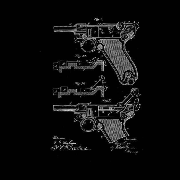 recoil loading small arms Vintage Patent Drawing by TheYoungDesigns