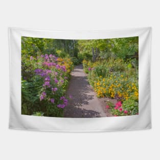 Vibrant Flowers Along Garden Path Tapestry