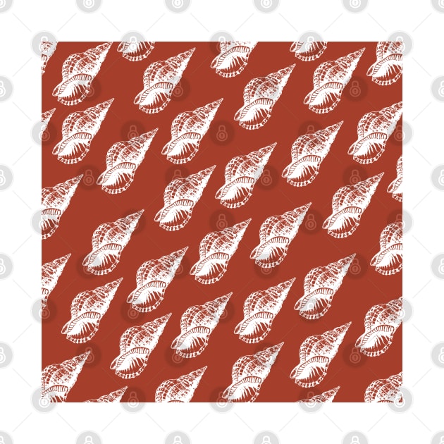 tulip shell aloha print pattern dusty orange and white by maplunk