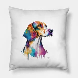 Beagle Dog In Watercolor & Pen Pillow