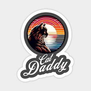 Retro Sunset Cat Daddy | Vintage Feline Lover | Pet Dad Magnet
