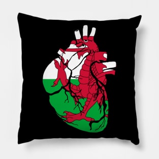 Anatomical heart design, Welsh flag Pillow