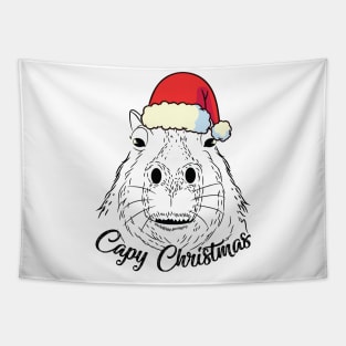 Capy or Huppy Christmas Capybara Holidays Santa Design Tapestry