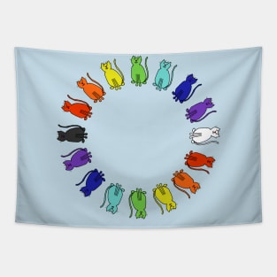 Cute Rainbow Cats Circle Tapestry