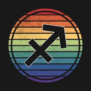 Vintage Distressed Rainbow Gay Pride Zodiac Sagittarius T-Shirt