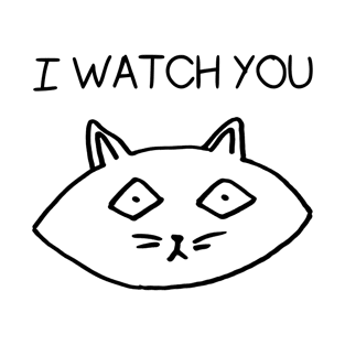 Funny Cat I Watch You Humor Minimal Illustration T-Shirt