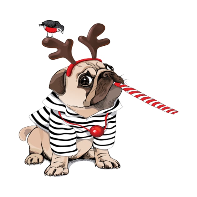 Merry Christmas with the cutest PUG ever by ARTshirts