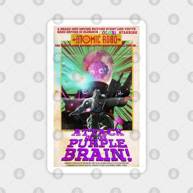 Atomic Robo in ATTACK OF THE PURPLE BRAIN! Magnet by CrazyPencilComics