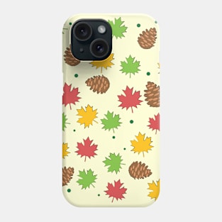 Colorful Autumnal Leafs & Pine Cones - Nature Pattern Phone Case