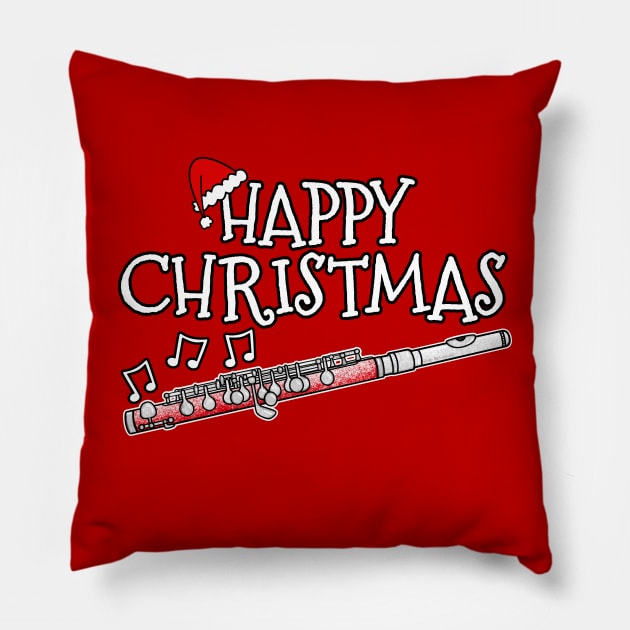 Christmas Piccolo Piccoloist Woodwind Musician Xmas 2022 Pillow by doodlerob