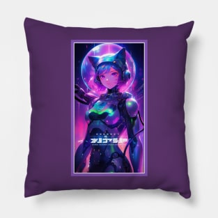 Anime Sci-Fi Cat Girl | Quality Anime Girl Artwork | Manga Girl Anime Art Pillow