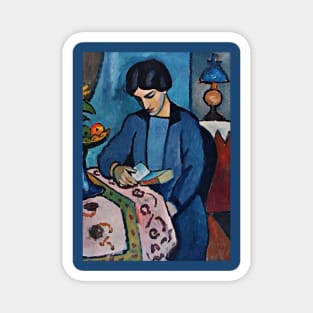 August Macke Art Titled Woman Reading Magnet