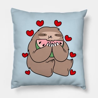 Sloth Loves Watermelon Pillow