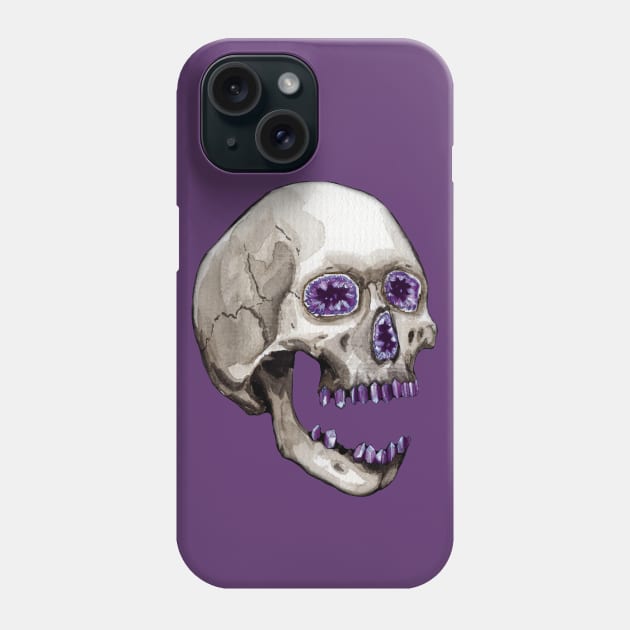 Amethyst Geode Crystal Skull Phone Case by Heather Dorsch Creations