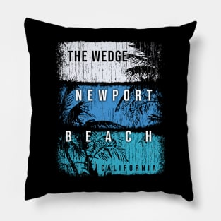 The Wedge Newport Beach California Brush Strokes and Palms Pillow